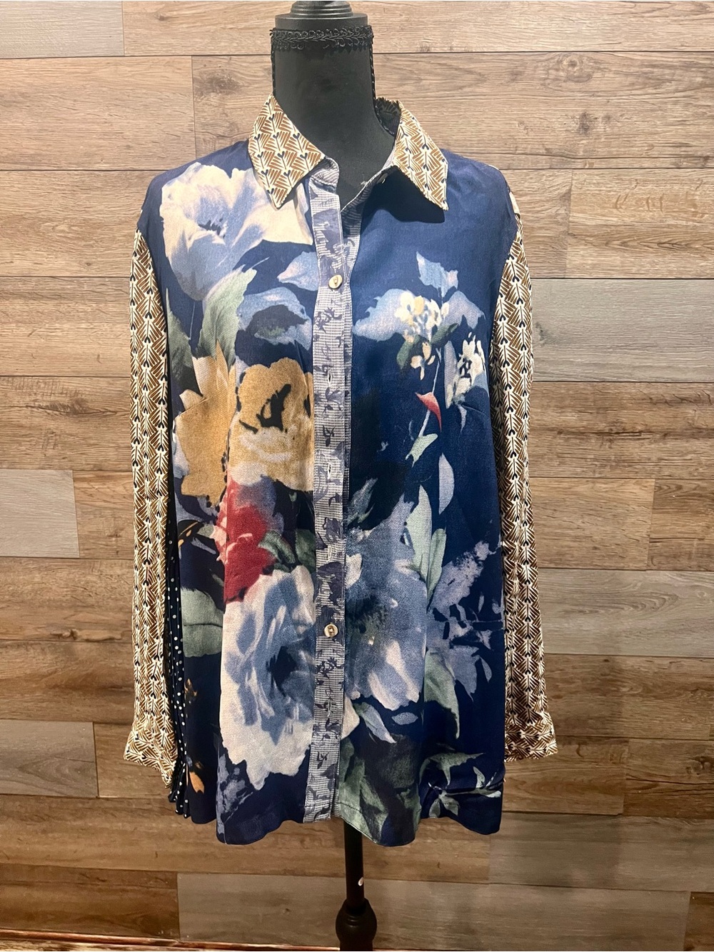 John Mark mixed-print blouse Medium